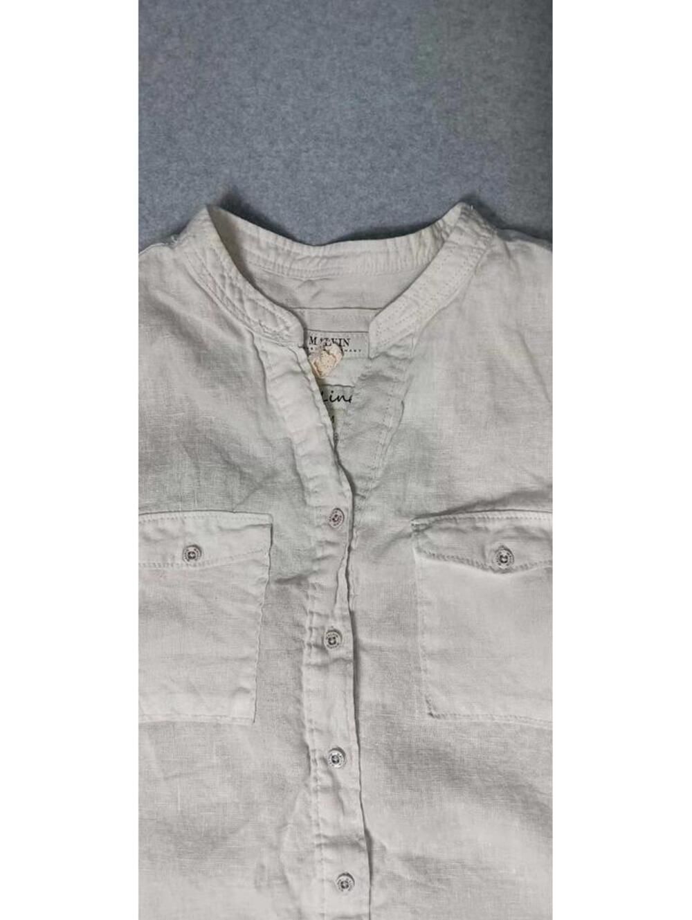 Malvin I Love Linen Partial Button Up Tunic Top Womens Size M Ivory Coastal - Picture 7 of 11